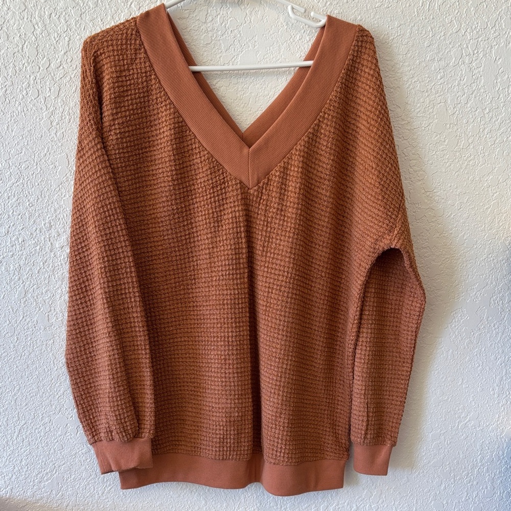 Rust V-Neck Sweater for Women